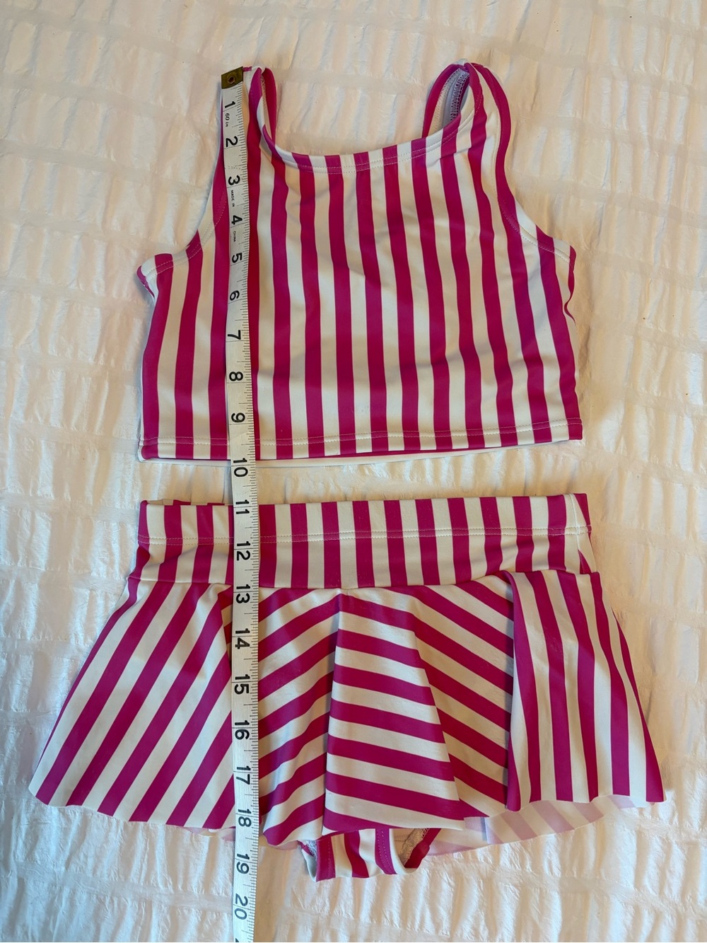 Hanna Andersson Pink and White Striped Girls Two-Piece Swim Set